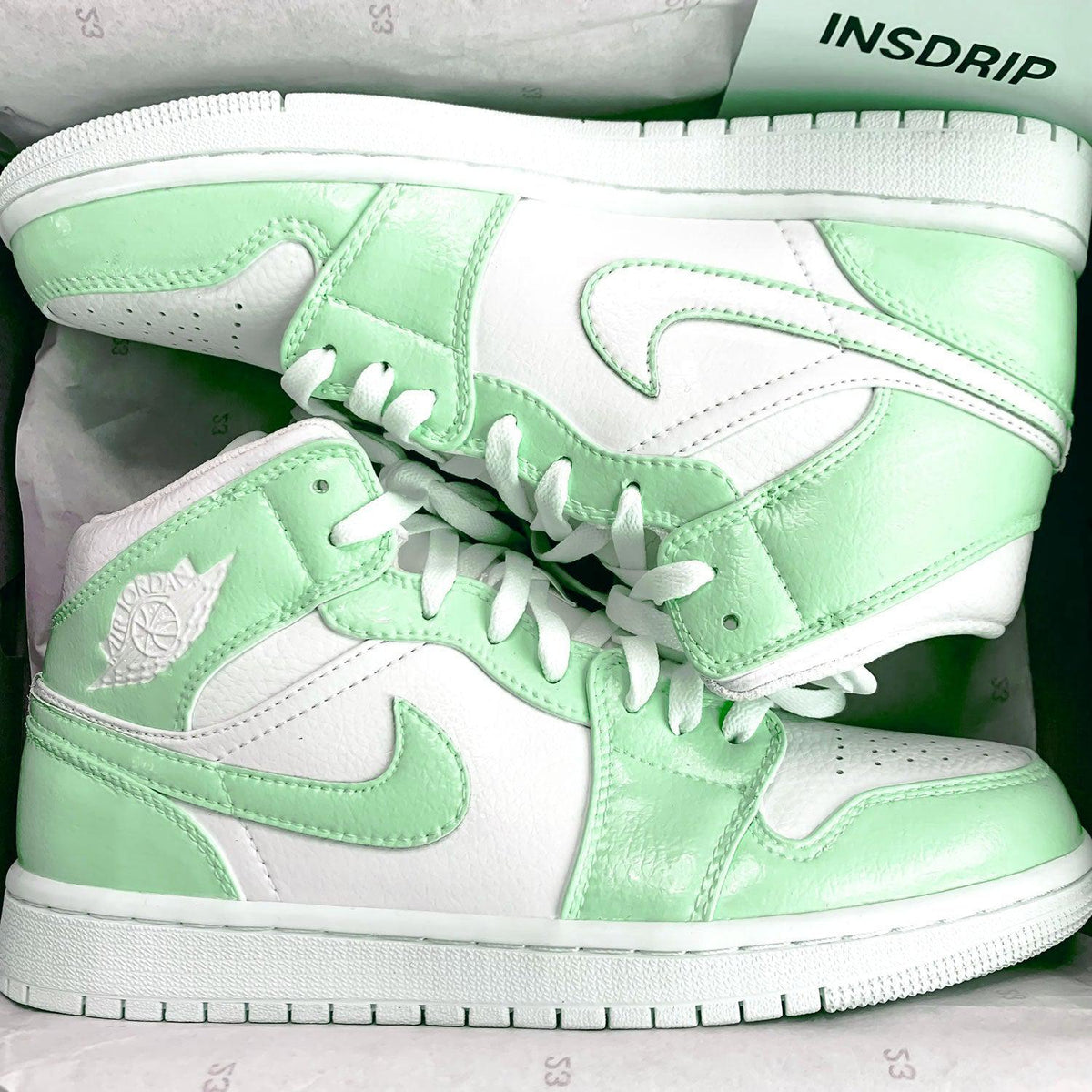 SAGE GREEN AIR JORDAN 1 CUSTOM insdrip