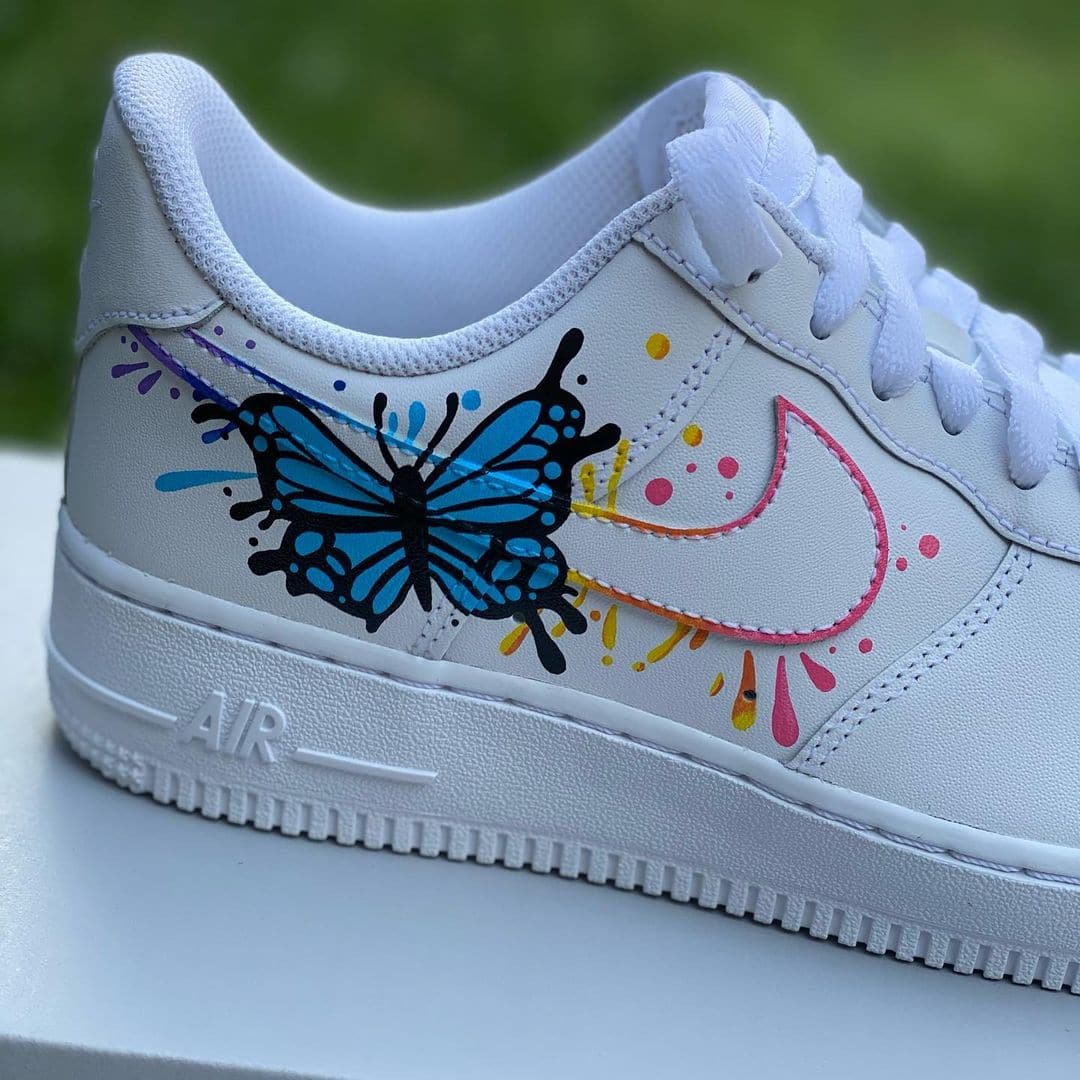 Rainbow Splatter Butterfly Air Force 1s