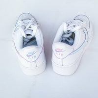 Pink and Blue Tick Outline Design With Purple