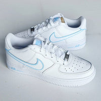 Blue Outlines Design_ Hand-painted Custom Nike Air Force 1