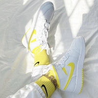 Custom Air Jordan 1 Swoosh Yellow Painted Sneakers