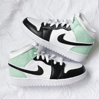 Custom Air Jordan 1 Swoosh Mint Green Painted Sneakers