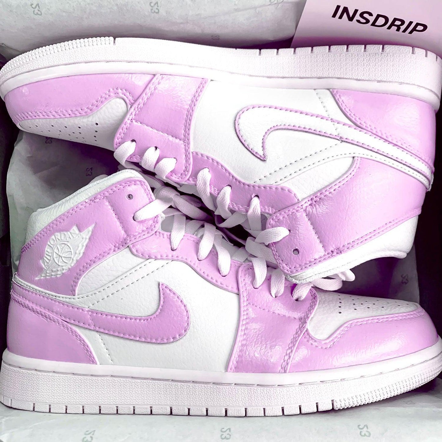 PINK WHITE SWOOSH AIR JORDAN 1 CUSTOM