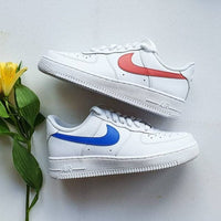 Brick and Navy Tick Design Hand-painted Custom Air Froce 1