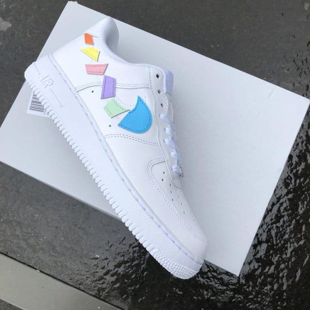 Custom Air Force 1 destroyed swooshes PASTEL