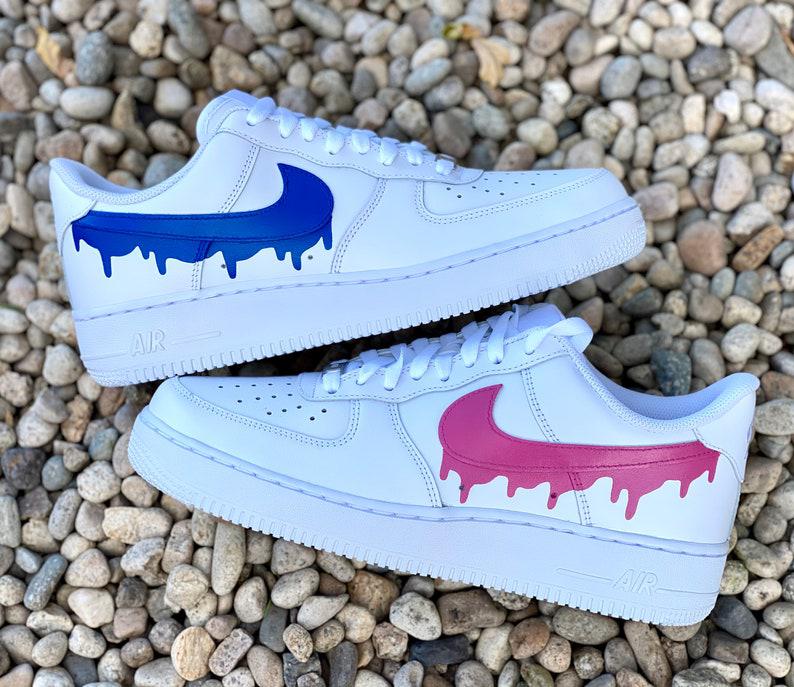 Custom Pink Blue Drip Air Force Ones