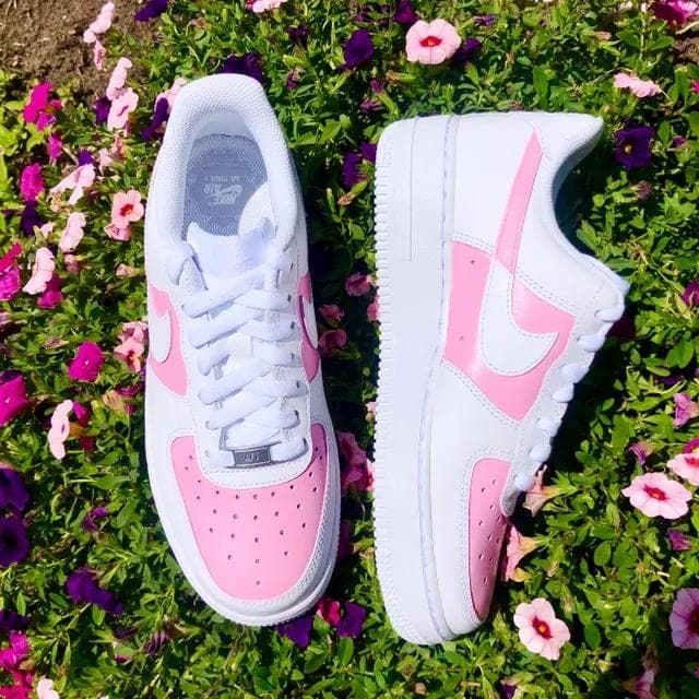 Custom Air Force 1 Pastel Pink Checkered Swoosh ππ