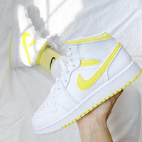 Custom Air Jordan 1 Swoosh Yellow Painted Sneakers