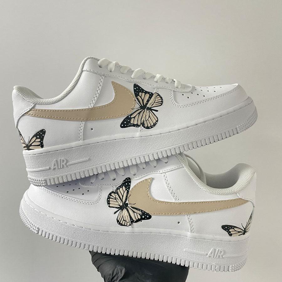 Custom Air Force 1 Beige Butterfly
