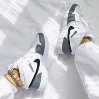 Custom Air Jordan 1 White Swoosh Grey Sneakers