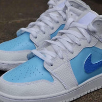 Custom Air Jordan 1 Blue Swoosh