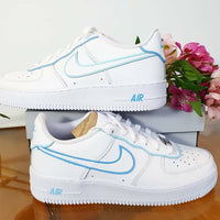 Multi-blue Outlines Hand-painted Custom Nike Air Force 1