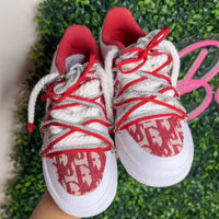 Red White Hand Painted Custom Air Force 1 Sneakers