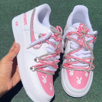 Hand Painted Pink Rhinestone Custom Air Force 1 Sneakers