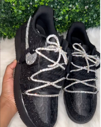 Black Rhinestone Handmade Custom Air Force 1 Sneakers