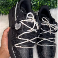 Black Rhinestone Handmade Custom Air Force 1 Sneakers
