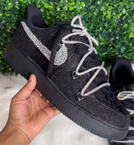 Black Rhinestone Handmade Custom Air Force 1 Sneakers