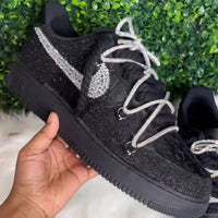 Black Rhinestone Handmade Custom Air Force 1 Sneakers