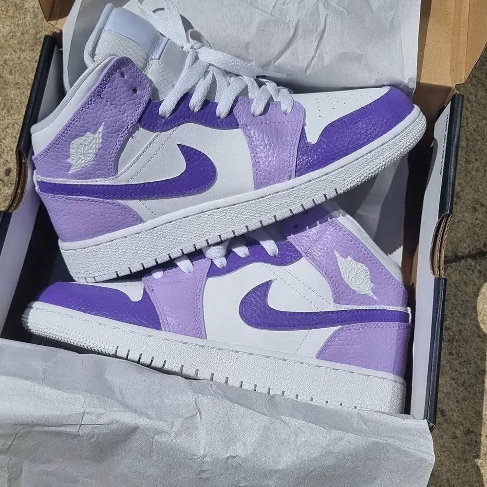 Custom Jordans Light And Dark Purple White