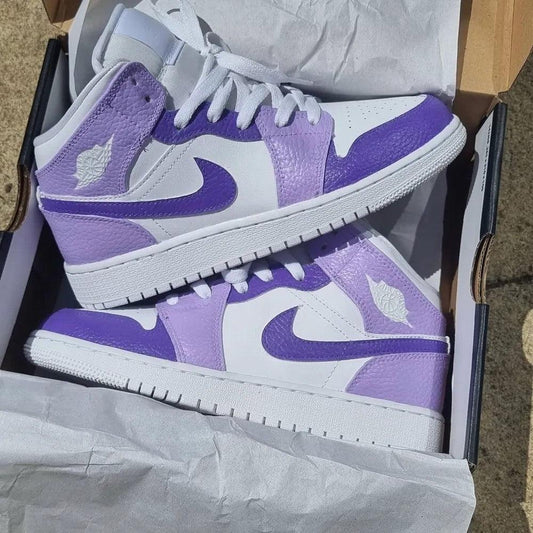 Custom Jordans Light And Dark Purple White