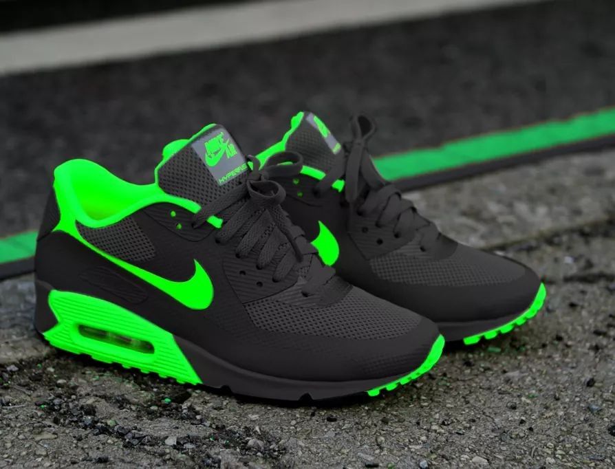 Hand Painted Neon Green & Black Custom Air Max Sneakers