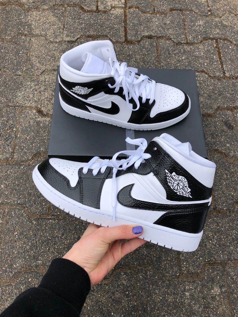 Custom Jordans Black White