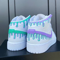Custom Jordans Purple Green Drip