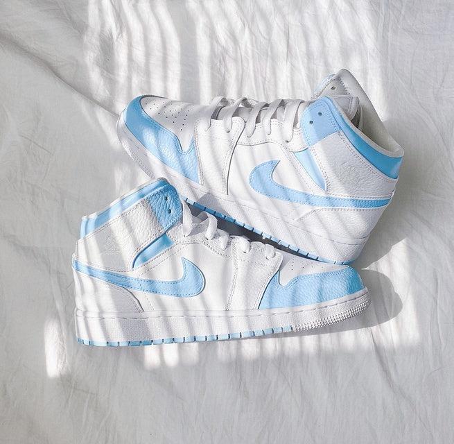 Custom Jordans White Baby Blue