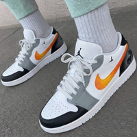 Custom AJ 1s Shoes Palm Trees Seagulls Orange Yellow Gradient Gray Black