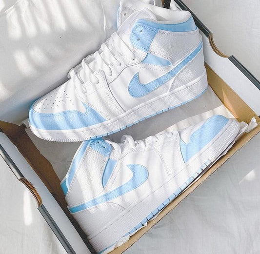 Custom Jordans White Baby Blue
