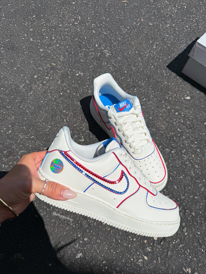 Hand Painted Red Blue Custom Air Force 1 Sneakers