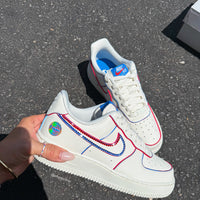 Hand Painted Red Blue Custom Air Force 1 Sneakers