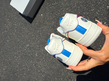 Custom Hand Painted Red Blue Rhinestone Air Force 1 Sneakers
