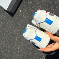 Custom Hand Painted Red Blue Rhinestone Air Force 1 Sneakers