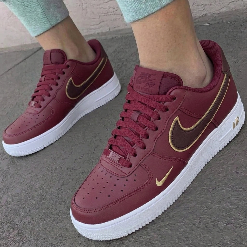 Custom Nike Air Force 1 Burgundy Red Gold
