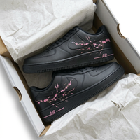 Hand Painted Black Pink Cherry Blossoms Custom Air Force 1 Sneakers