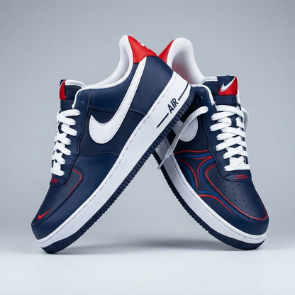 Navy Red Hand Painted Custom Air Force 1 Sneakers