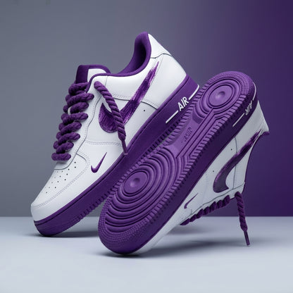 Custom Hand Painted Purple Air Force 1 Sneakers