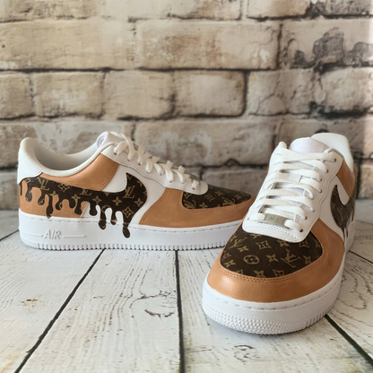 Hand Painted Brown Drip Custom Air Force 1 Sneakers