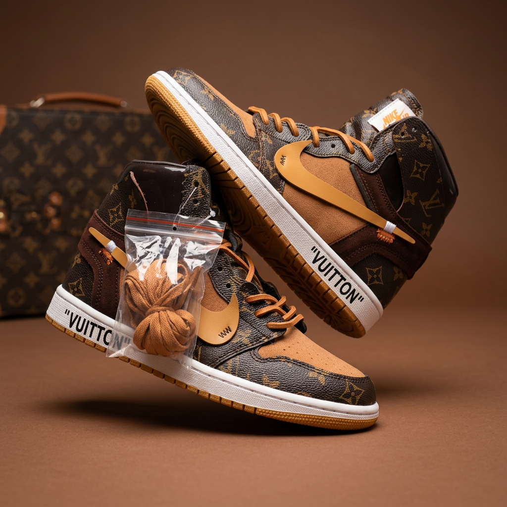 Hand Painted Custom Brown Monogram High Top Sneakers