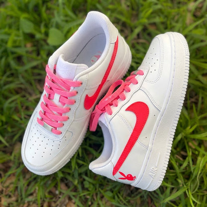 Custom Hand Painted Pink Bunny Air Force 1 Sneakers