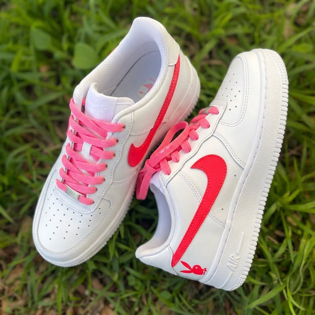 Custom Hand Painted Pink Bunny Air Force 1 Sneakers