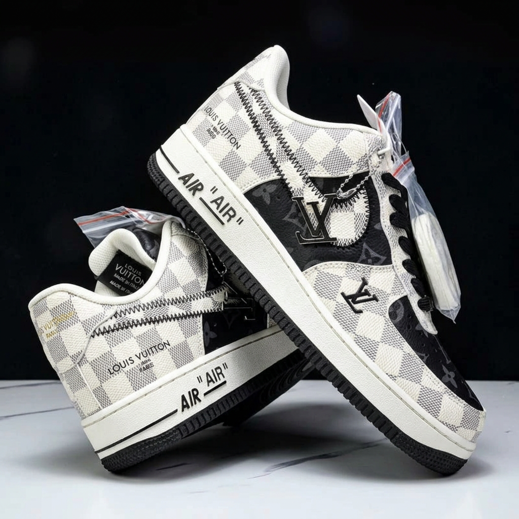 Hand Painted Custom Checkerboard Air Force 1 Sneakers