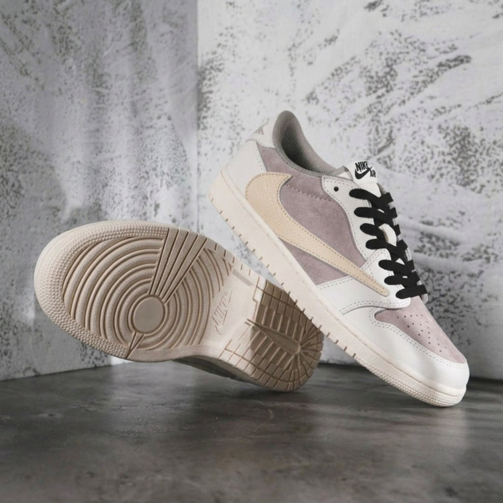 Gray & Cream Hand Painted Custom Sneakers