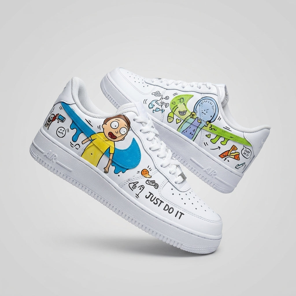 Hand Painted Rick & Morty Custom Air Force 1 Sneakers