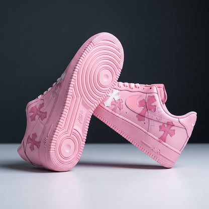 Pink Hand Painted Custom Air Force 1 Sneakers