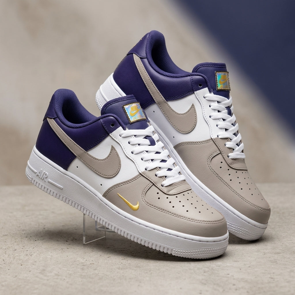 Hand Painted Grey Navy Custom Air Force 1 Sneakers