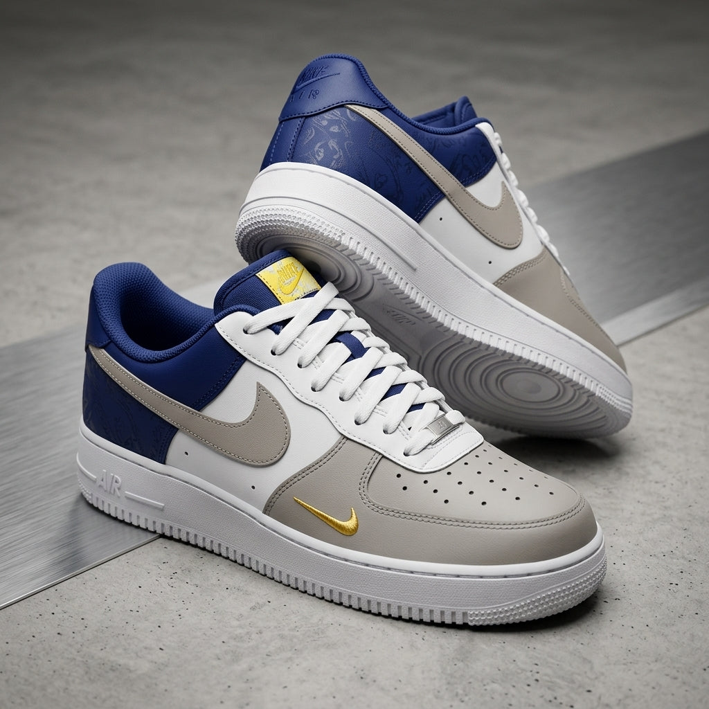 Hand Painted Grey Navy Custom Air Force 1 Sneakers