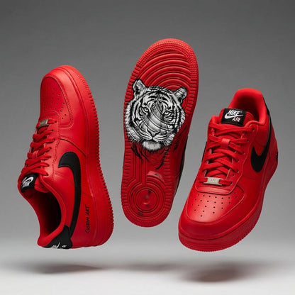 Hand Painted Red Tiger Custom Air Force 1 Sneakers