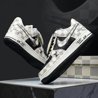 Custom Hand Painted Checkered Air Force 1 Sneakers